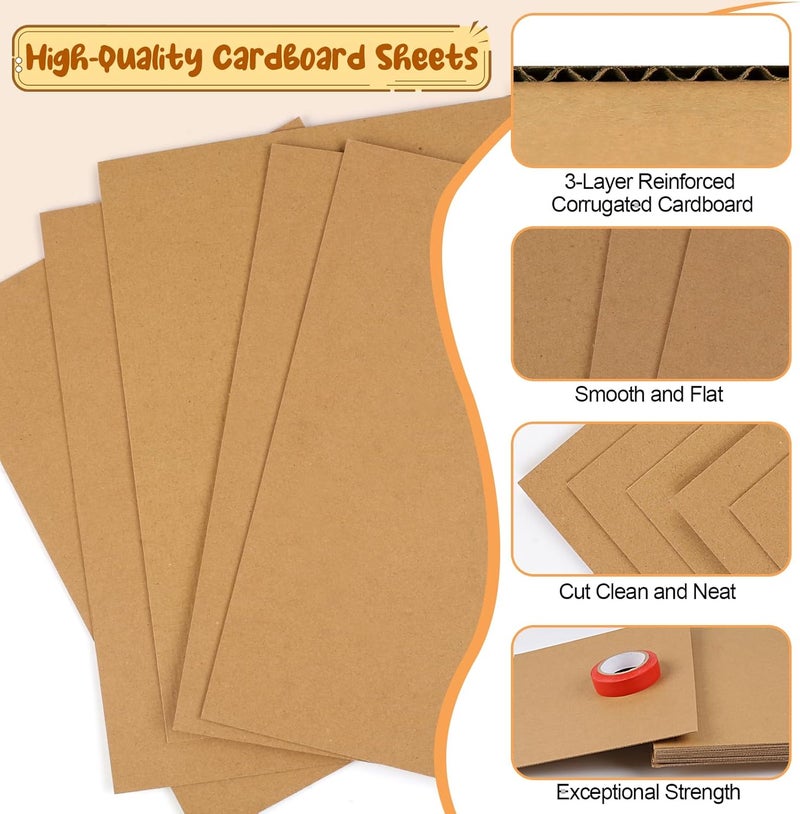 LECWELL Cardboard Sheets，13 Pack 8.5"x11" Corrugated Cardboard Sheets,Cardboard Inserts Flat for DIY Crafts,Packing, Shipping, Mailing(Brown) - Image 3